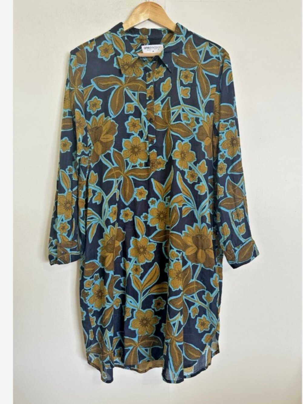 ONE SEASON Australia Shirt Dress Medium Middy Gilli Mini Navy Floral